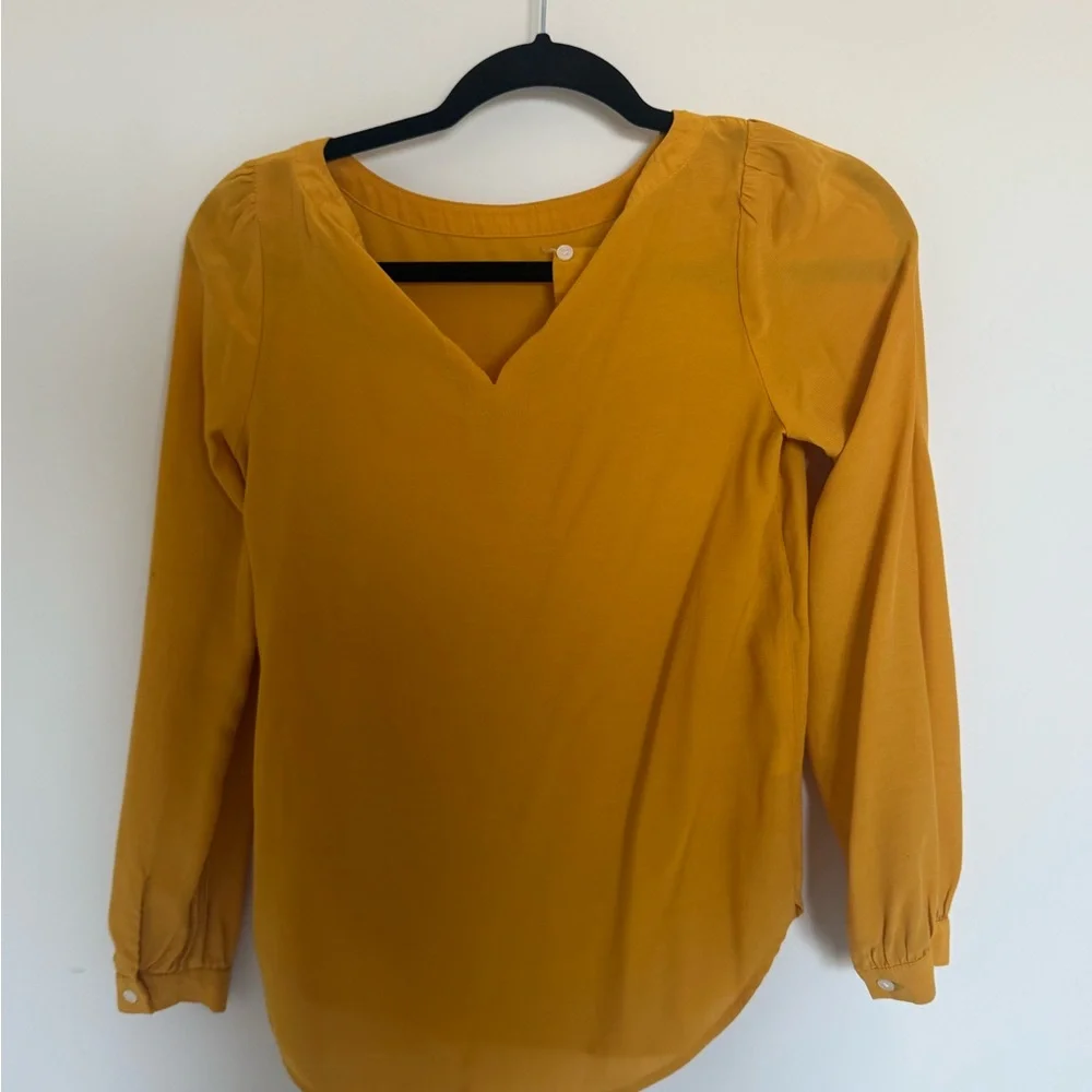 LOFT Mustard Yellow Blouse - Picture 3 of 6